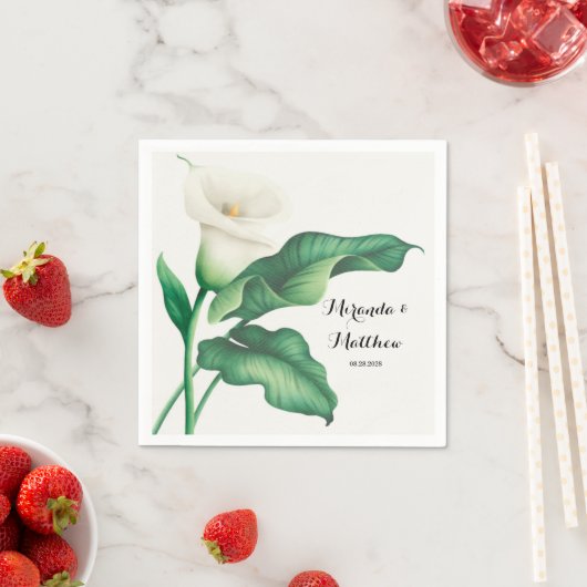 Weißer Lilie mit grüner Foliage Serviette (Beispiel)