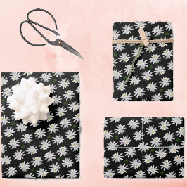 Weißer Lilie mit schwarzem Hintergrund - Blütenbod Geschenkpapier Set