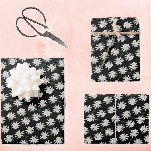 Weißer Lilie mit schwarzem Hintergrund - Blütenbod Geschenkpapier Set