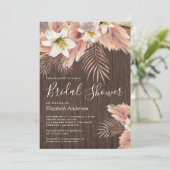 Weißer Lilienblätterpalm Pampas Brautparty Einladung (Stehend Vorderseite)