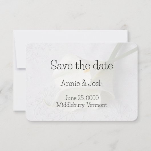 Weißer Lilienlilie Save The Date (Rückseite)