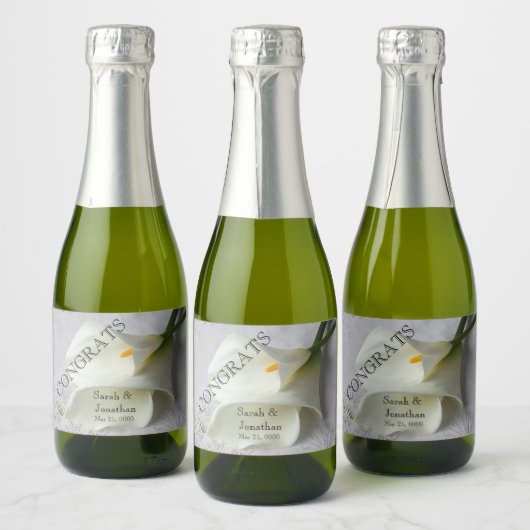 Weißer Lilienlilie Schaumweinetikett (Flaschen)