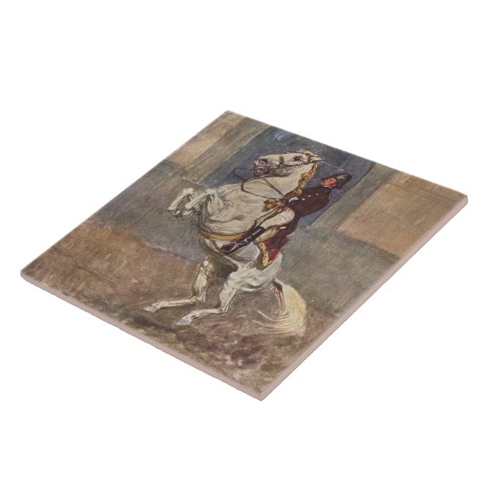 Weißer Lipizzan Stallion Courbette Fliese (Seite)