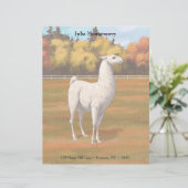 Weißer Llama im Herbst Briefbogen (Stehend Vorderseite)