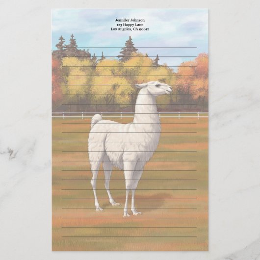 Weißer Llama im Herbst Briefpapier (Vorderseite)