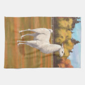 Weißer Llama im Herbst Geschirrtuch (Horizontal)