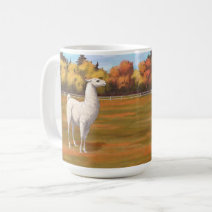 Weißer Llama im Herbst Kaffeetasse