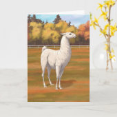 Weißer Llama im Herbst Karte (Gelbe Blume)