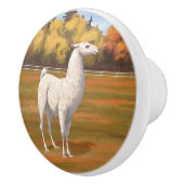Weißer Llama im Herbst Keramikknauf (Rechts)
