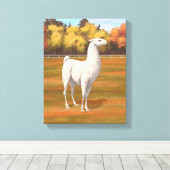 Weißer Llama im Herbst Leinwanddruck (Insitu (Holzboden))