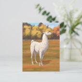 Weißer Llama im Herbst Postkarte (Stehend Vorderseite)