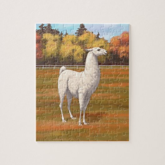 Weißer Llama im Herbst Puzzle (Vertikal)