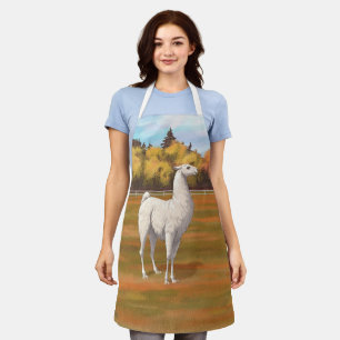 Weißer Llama im Herbst Schürze