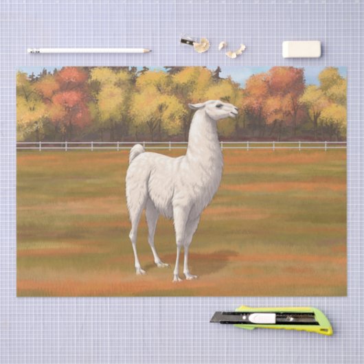 Weißer Llama im Herbst Seidenpapier (Handwerk)