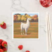 Weißer Llama im Herbst Serviette (Beispiel)