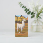 Weißer Llama im Herbst Visitenkarte (Stehend Vorderseite)