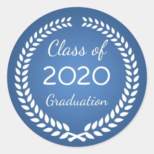Weißer Lorbeerkranz auf blauem Abschluss Runder Aufkleber (Vorderseite)