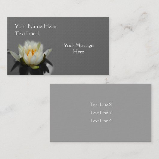 Weißer Lotus Blossom Wasser Lily Blume Natur Visitenkarte (Vorne/Hinten)