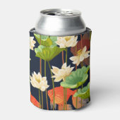 Weißer Lotus, Fisch: nahtloses Muster. Dosenkühler (Kanne Vorderseite)