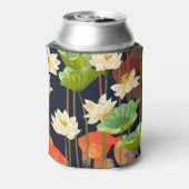 Weißer Lotus, Fisch: nahtloses Muster. Dosenkühler (Kanne Rückseite)