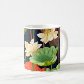 Weißer Lotus, Fisch: nahtloses Muster. Kaffeetasse (VorderseiteRechts)