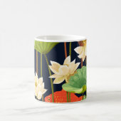 Weißer Lotus, Fisch: nahtloses Muster. Kaffeetasse (Mittel)