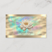 Weißer Lotus Gold Streifen Rose Holografischer Tin Visitenkarte (Vorderseite)