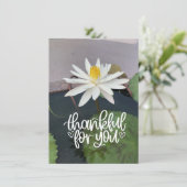 Weißer Lotus im Teich danke Karte (Stehend Vorderseite)