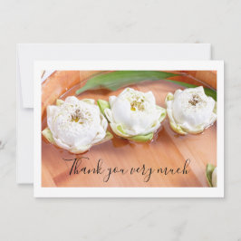 Weißer Lotus in Holzschale Danke Karte