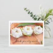 Weißer Lotus in Holzschale Danke Karte (Stehend Vorderseite)