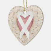 Weißer Lungenkrebs-Band aus dem Herzen - SRF Keramik Ornament (Links)