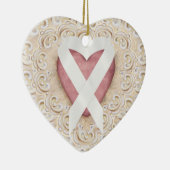 Weißer Lungenkrebs-Band aus dem Herzen - SRF Keramikornament (Rechts)