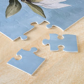 Weißer Magnolien auf Bluteppich Puzzle (Seite)