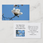 Weißer Magnolien-Blumen-Geschäfts-Karten-blauer Visitenkarte (Vorne/Hinten)
