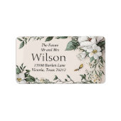 Weißer Magnolien und Schmetterling-Rücksendeadress Adressaufkleber (Vorne)