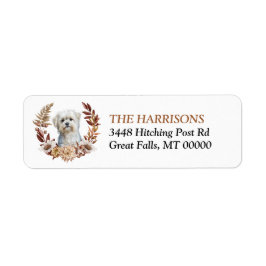 Weißer Malteser Hund Herbstkranz