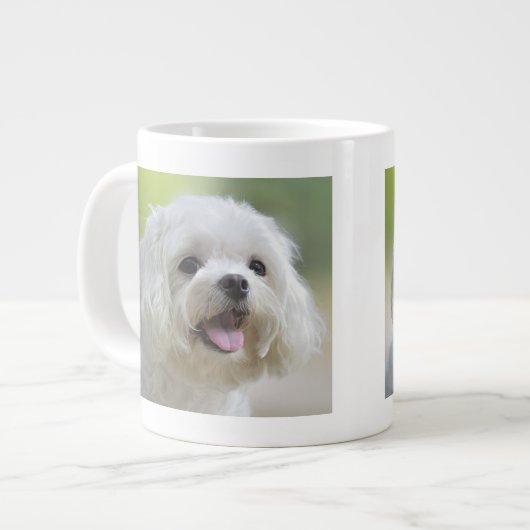 Weißer Malteser Hund Jumbo-Tasse (Vorderseite Links)