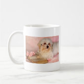 Weißer maltesischer Hund Kaffeetasse (Links)