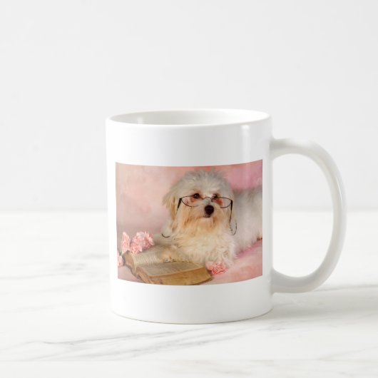 Weißer maltesischer Hund Kaffeetasse (Rechts)