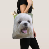 Weißer maltesischer Hund Tasche (Von Nahem)