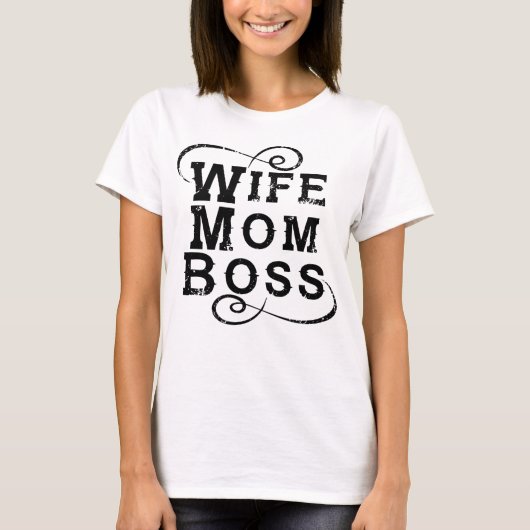 Weißer Mama-Boss, schwarzer Text in Notlage T-Shirt (Vorderseite)