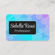 Weißer Mandala auf Aqua Pink Blended Rainbow Black