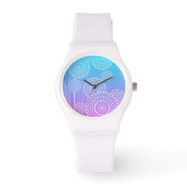 Weißer Mandalas auf Aqua Pink Blended Rainbow Armbanduhr