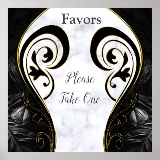 Weißer Marmor - Abstrakte schwarze Favoriten Poster (Vorne)