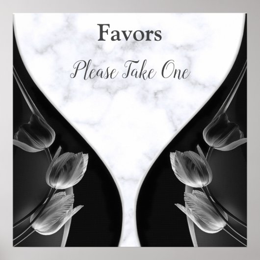 Weißer Marmor - Abstrakte schwarze Tulpen-Favorite Poster (Vorne)