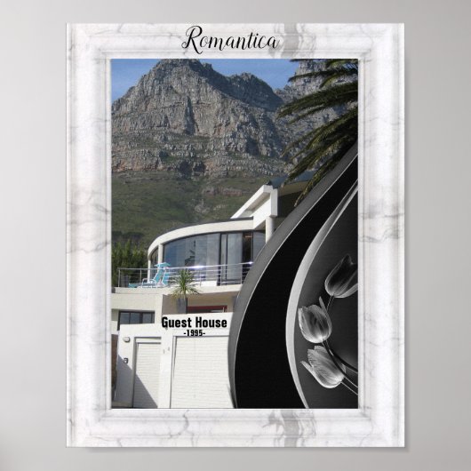 Weißer Marmor - Abstrakte schwarze Tulpen Poster (Vorne)