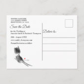 Weißer Marmor - Abstrakter schwarzer Tulip Speiche Ankündigungspostkarte (Rückseite)