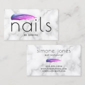 Weißer Marmor aus lila Nagellack Visitenkarte (Vorne/Hinten)