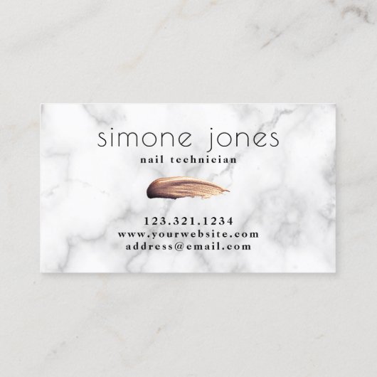 Weißer Marmor aus weißem Marmor mit goldenem Nagel Visitenkarte (Rückseite)