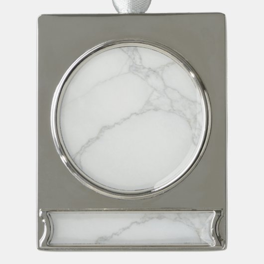 Weißer Marmor Banner-Ornament Silber (Vorderseite)